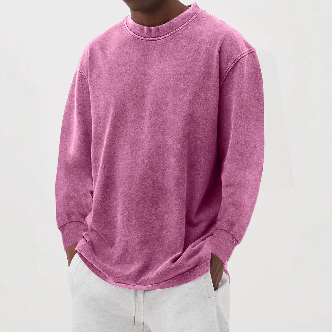 Men's Dropped Shoulder Knit Jumper with Crew Neck – Pink