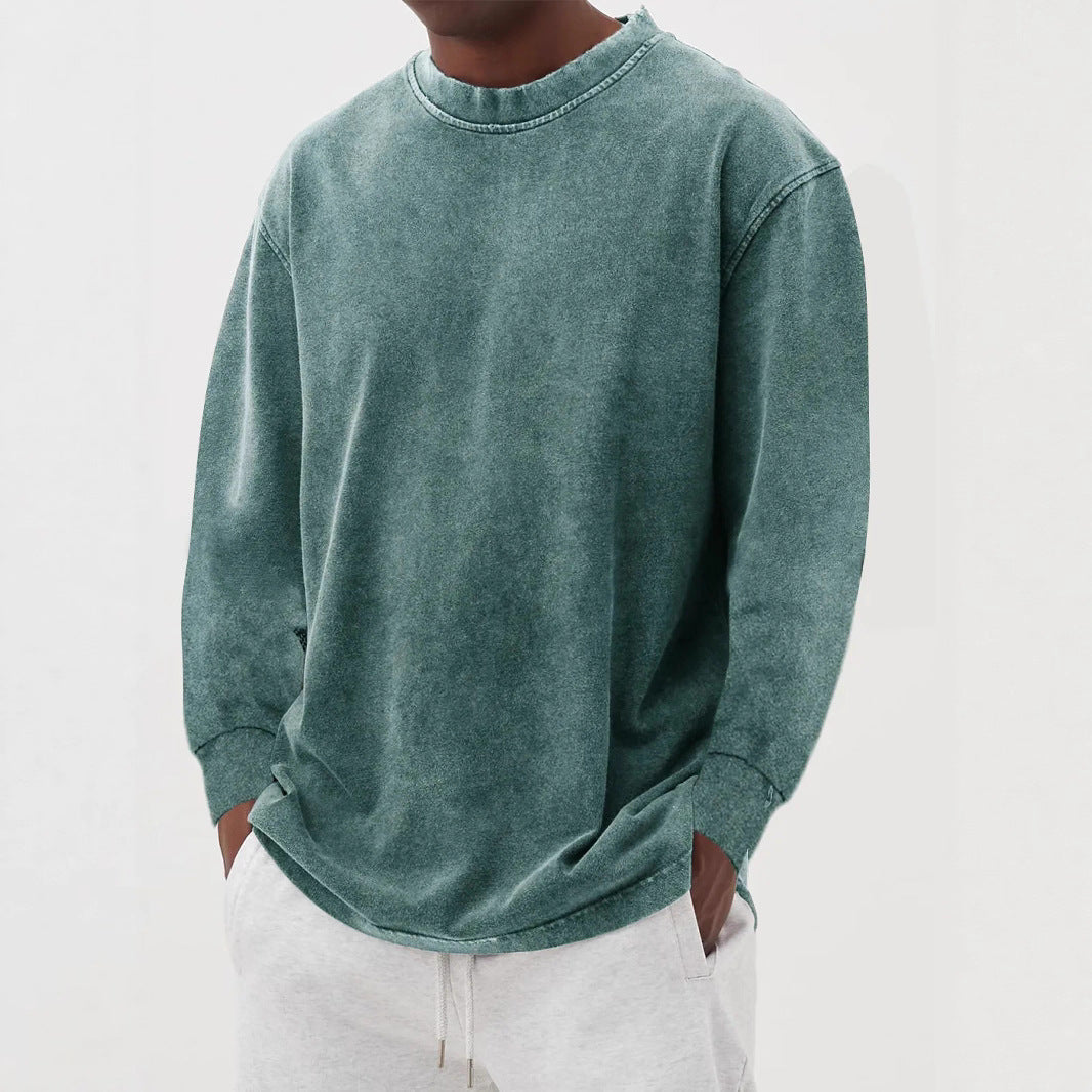 Men's Dropped Shoulder Knit Jumper with Crew Neck – Blue Green