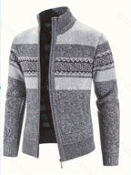 Women's Plush-Lined Patterned Zip Cardigan