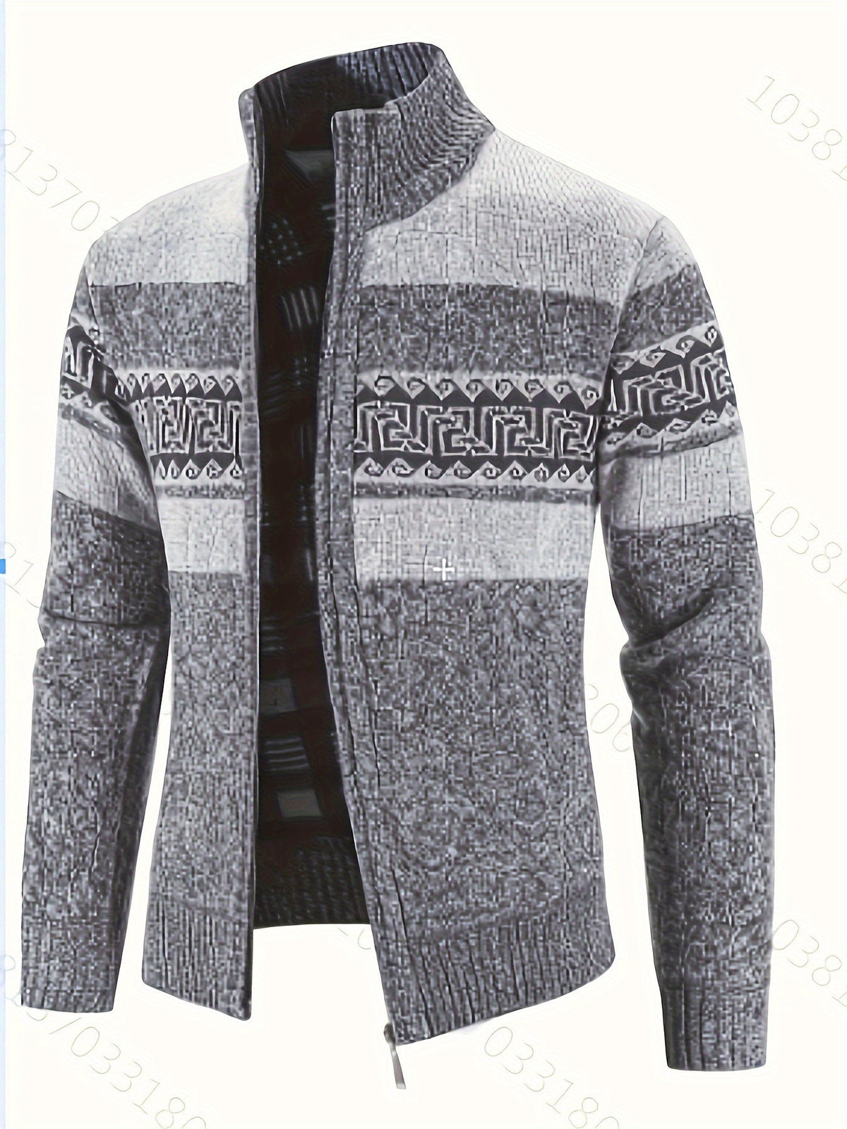 Women's Plush-Lined Patterned Zip Cardigan