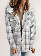 Women's Relaxed Checked Flannel Overshirt with Sherpa Collar