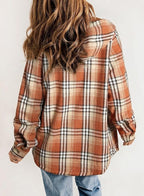 Women's Relaxed Checked Flannel Overshirt with Sherpa Collar