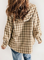 Women's Relaxed Checked Flannel Overshirt with Sherpa Collar