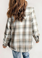 Women's Relaxed Checked Flannel Overshirt with Sherpa Collar