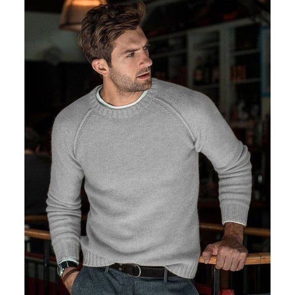 Men's Everyday Lightweight Crew Neck Knit Jumper - Grey