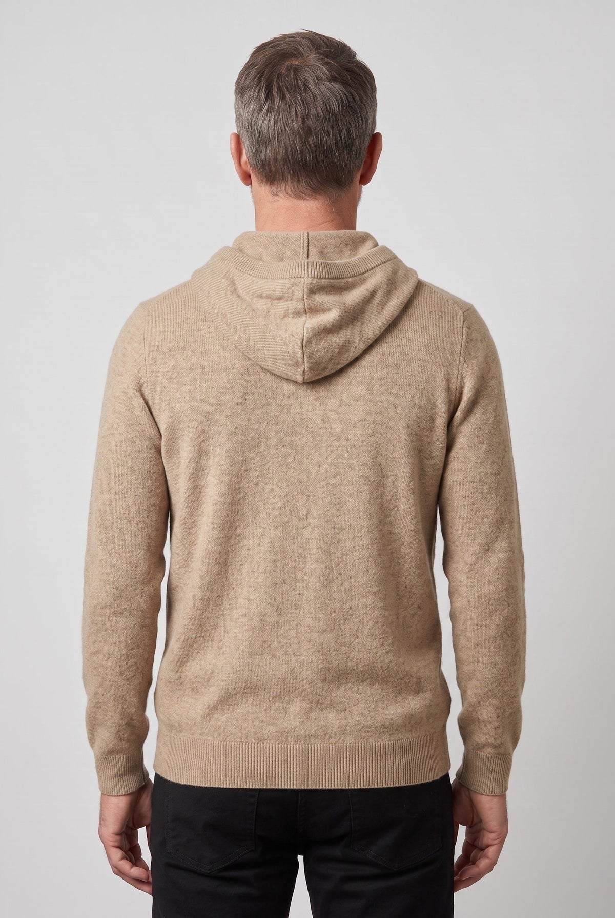 Men's Knitted Hoodie with Drawstring Hood