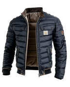 Men's Slim Quilted Jacket Stand Collar Multiple Pockets