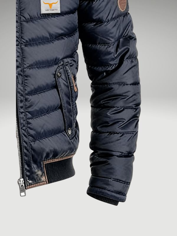 Men's Slim Quilted Jacket Stand Collar Multiple Pockets