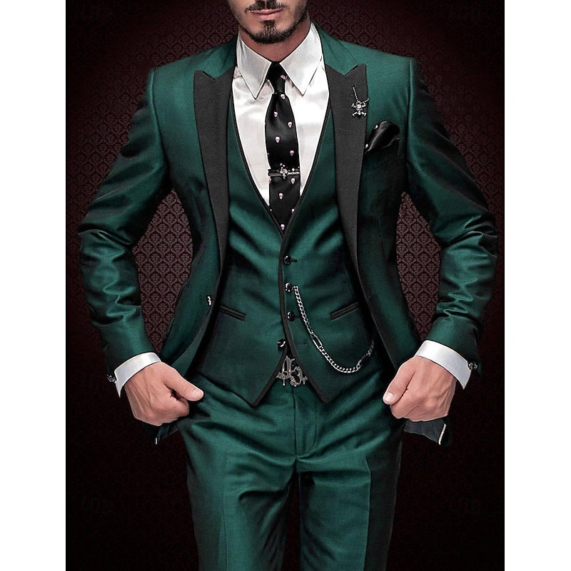 Men's Three-Piece Suit with Fitted Waistcoat