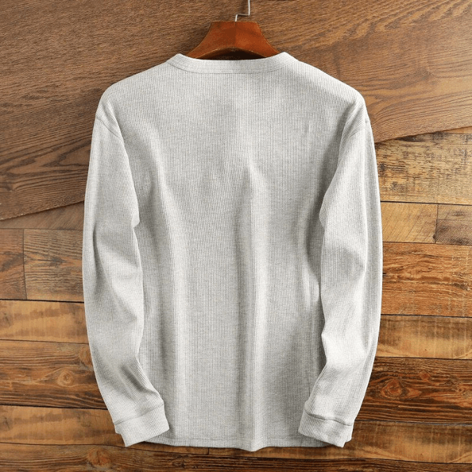 Men's Long Sleeve Textured Waffle Henley Top