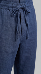 Men's Linen Shirt and Trousers Set with Adjustable Waistband