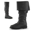 Men's Statement Tall Boots in Textured Leather with Wide Cuff - Black