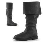 Men's Statement Tall Boots in Textured Leather with Wide Cuff - Black
