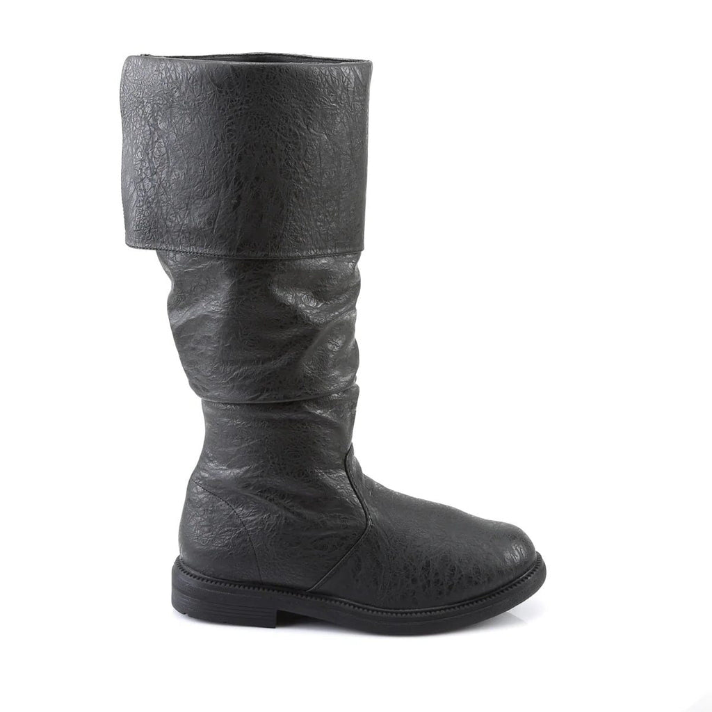 Men's Statement Tall Boots in Textured Leather with Wide Cuff
