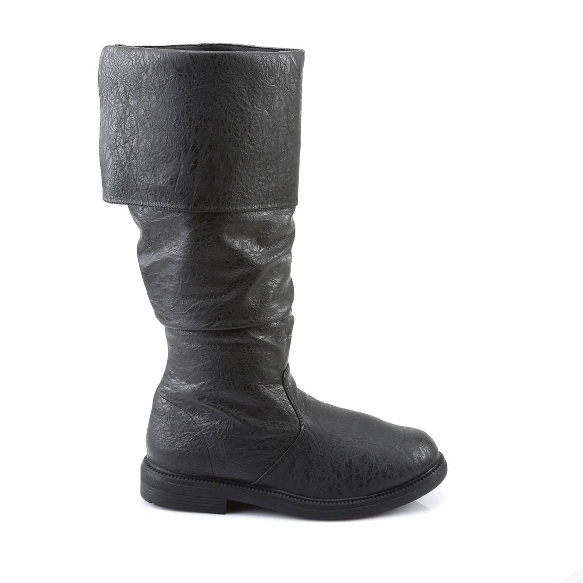 Men's Statement Tall Boots in Textured Leather with Wide Cuff