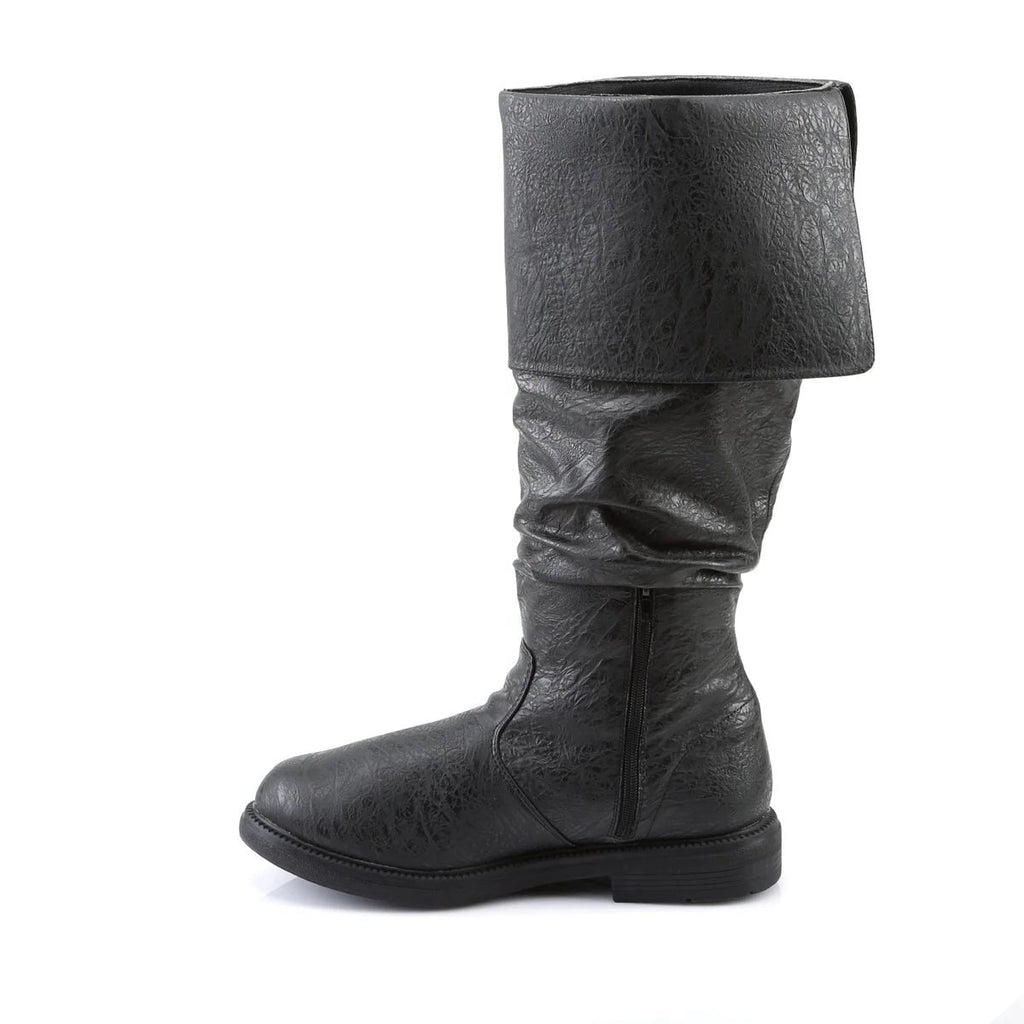 Men's Statement Tall Boots in Textured Leather with Wide Cuff