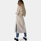 Women's Wool Blend Belted Overcoat Structured Lapel Collar