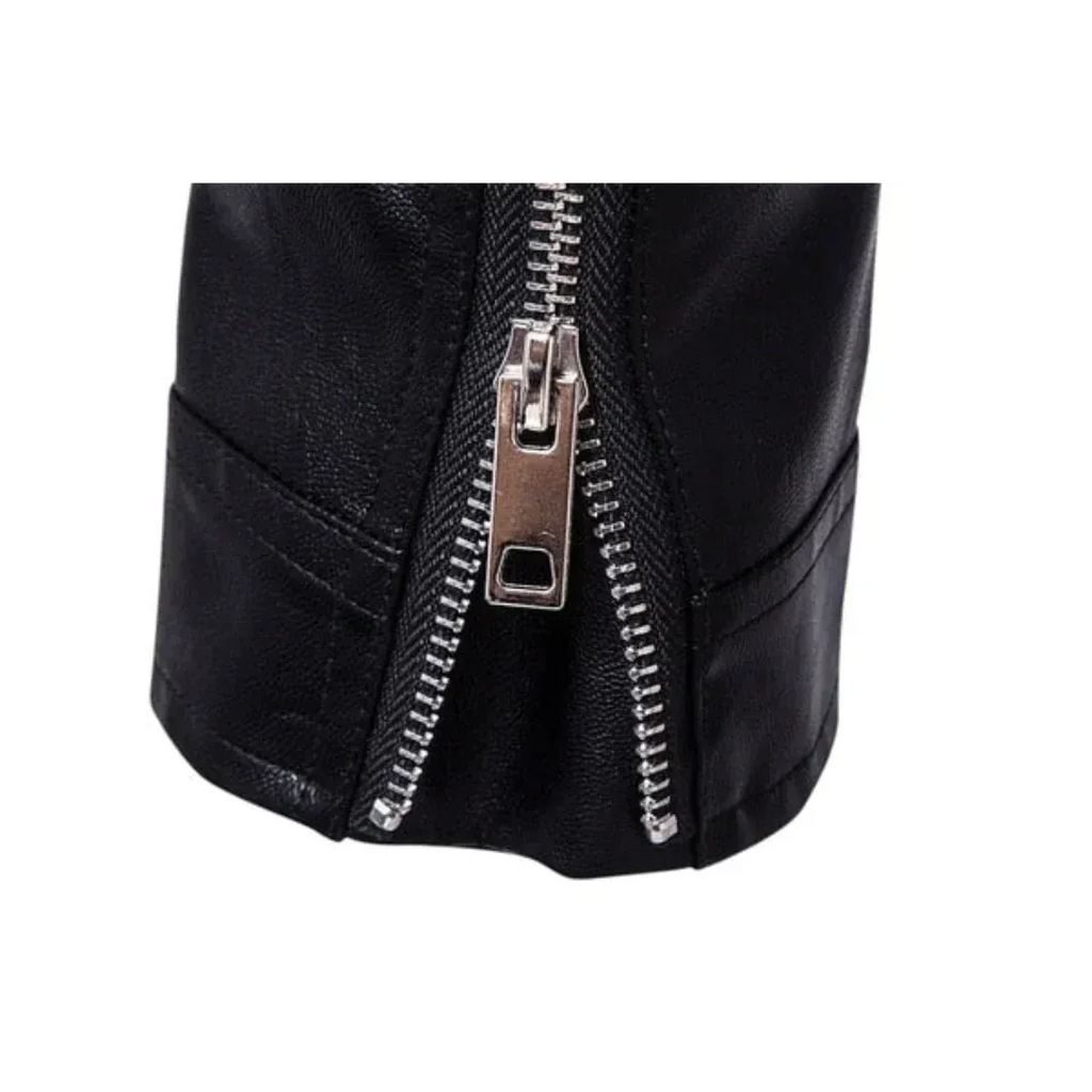 Men's Belted Motorcycle Jacket with Snap Lapels