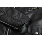 Men's Belted Motorcycle Jacket with Snap Lapels