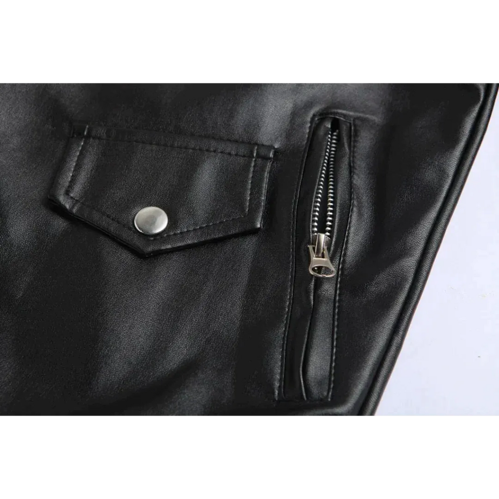 Men's Belted Motorcycle Jacket with Snap Lapels