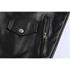 Men's Belted Motorcycle Jacket with Snap Lapels