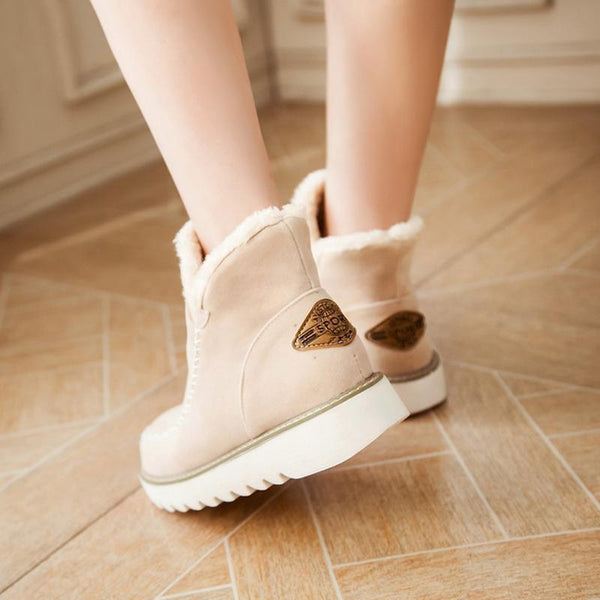 Women's Faux Fur Lined Winter Boots Ridged Outsole