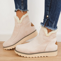 Women's Faux Fur Lined Winter Boots Ridged Outsole – Khaki