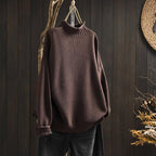 Women's Raised Pattern Wool Knit Jumper - Brown
