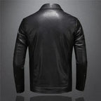 Men's Leather-Look Collared Jacket with Chest Pockets