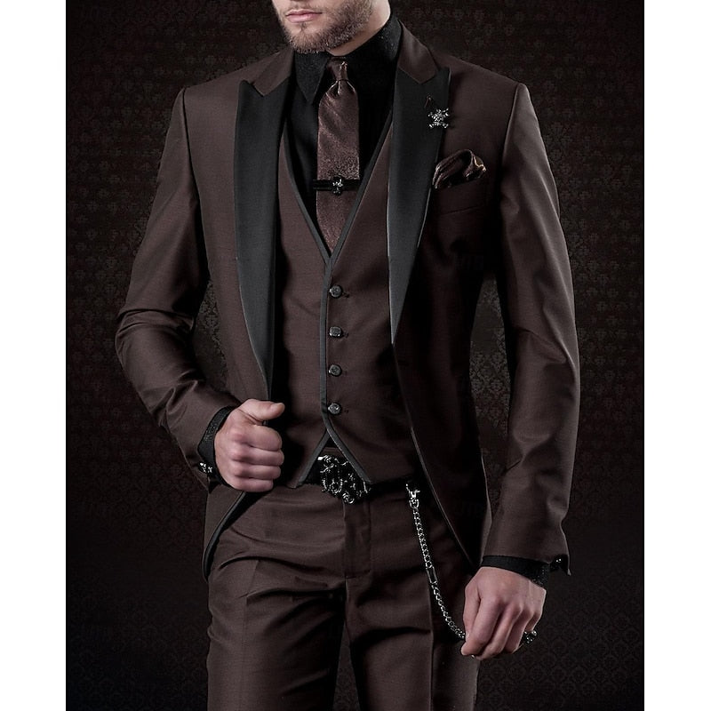 Men's Three-Piece Suit with Fitted Waistcoat