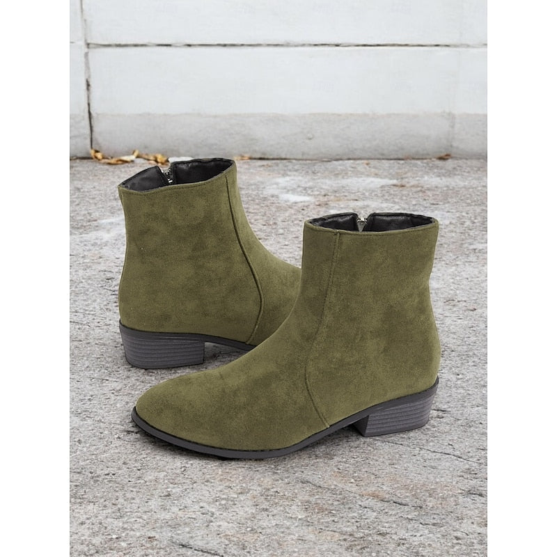 Women's Understated Side-Zip Ankle Boots with Gentle Block Heel