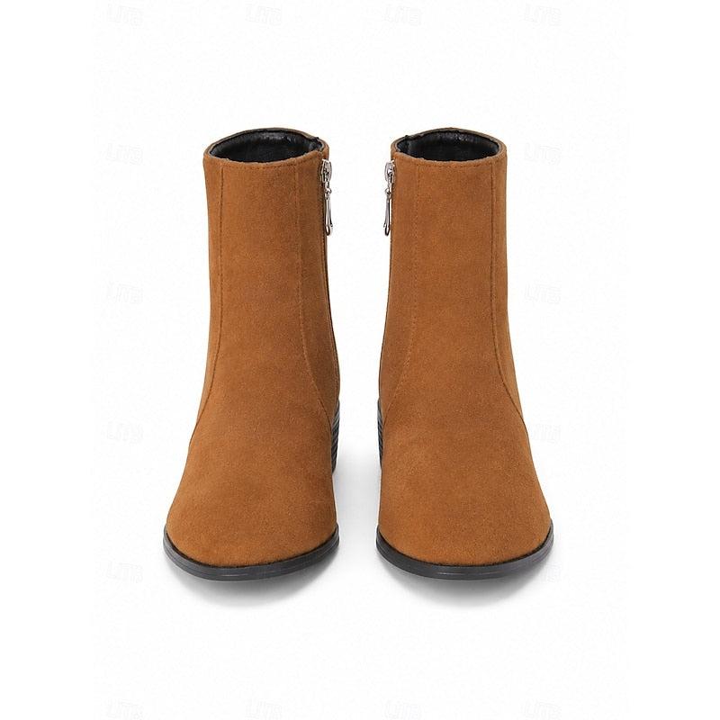 Women's Understated Side-Zip Ankle Boots with Gentle Block Heel