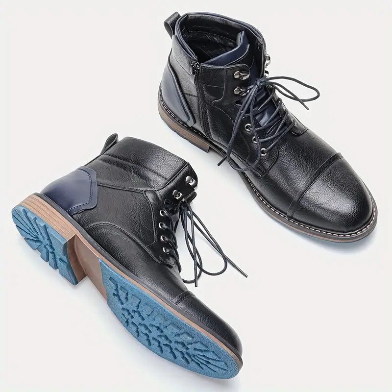 Men's Heritage Contrast-Stitch Leather Boots with Speed Hooks