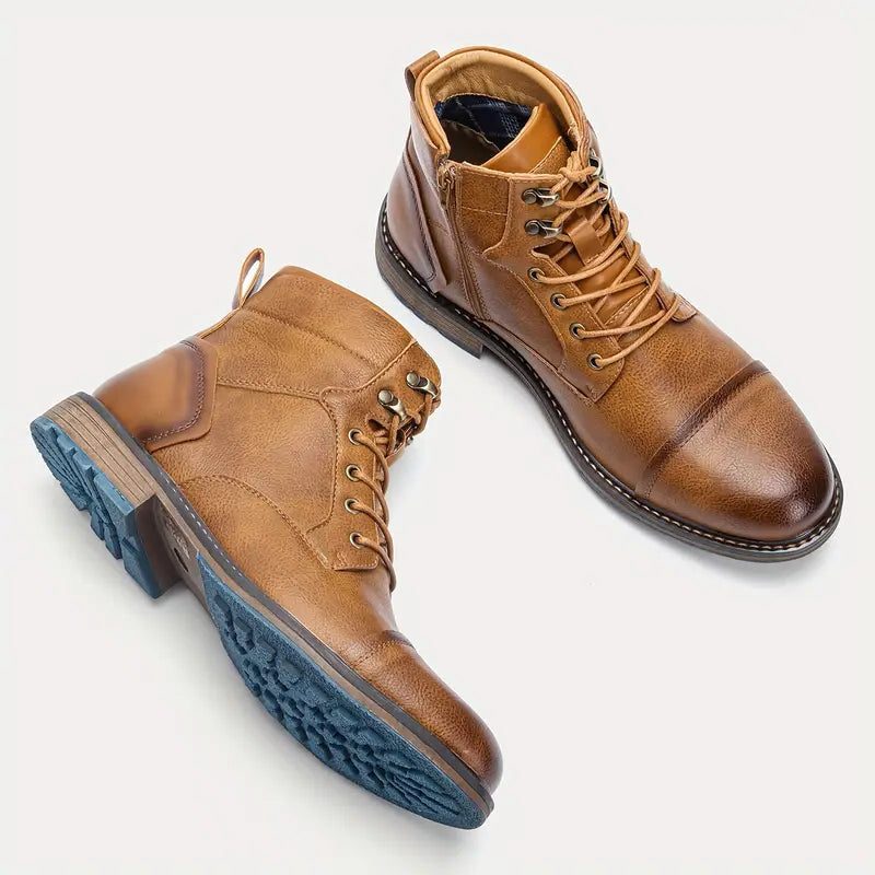 Men's Heritage Contrast-Stitch Leather Boots with Speed Hooks