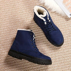 Women's Warm Fleece Collar Lace-Up Ankle Boots