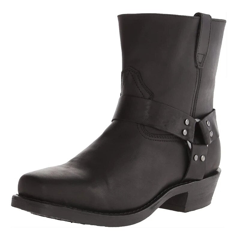 Men's Western Leather Boots with Lightweight Cowboy Styling – Black