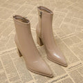 Women's Sleek Side-Zip Winter Booties with Pointed Toe - Apricot