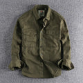 Men's Utility Shacket Pointed Collar Twin Flap Pockets – Olive green