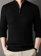 Men's Zip-Neck Cable-Knit Winter Jumper