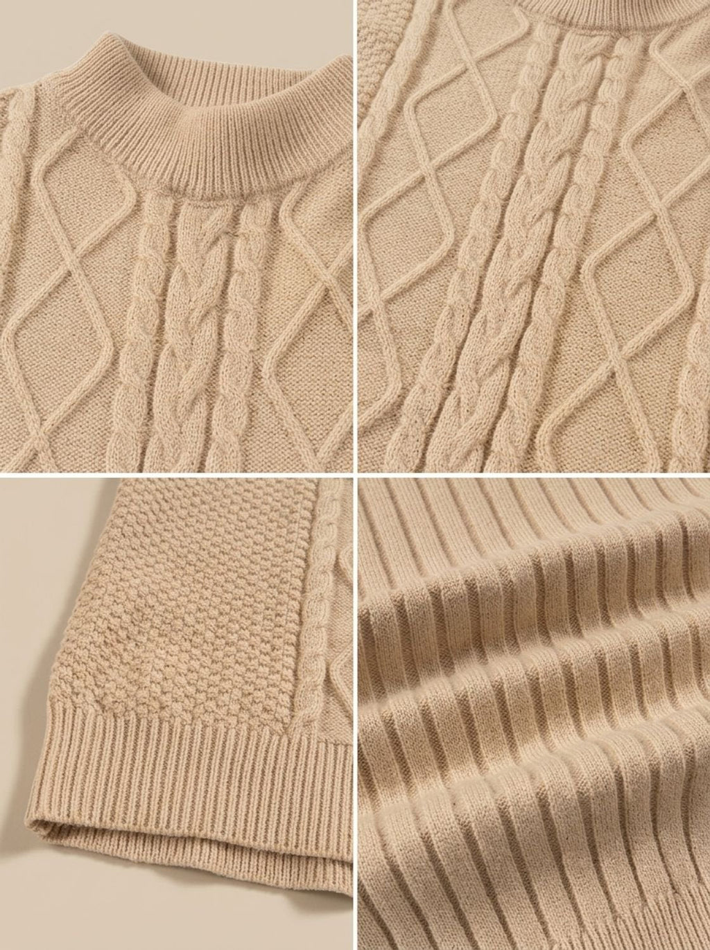 Men's Regular-Fit Mock Neck Jumper with Cable Front