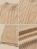 Men's Regular-Fit Mock Neck Jumper with Cable Front