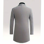 Men's Longline Single-Breasted Wool Coat with Deep Pockets
