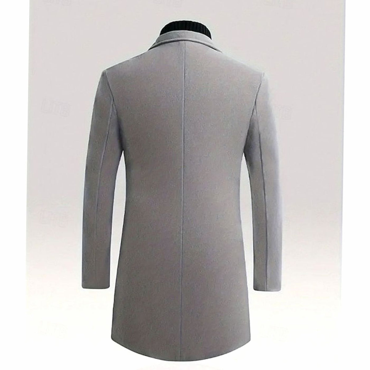 Men's Longline Single-Breasted Wool Coat with Deep Pockets