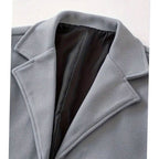 Men's Longline Single-Breasted Wool Coat with Deep Pockets
