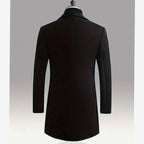 Men's Longline Single-Breasted Wool Coat with Deep Pockets