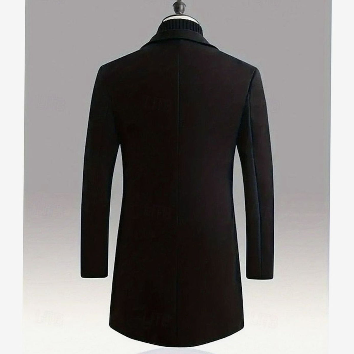 Men's Longline Single-Breasted Wool Coat with Deep Pockets