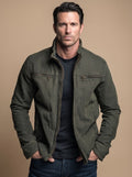 Men's Pure Cotton Zip-Front Field Jacket - Army Green