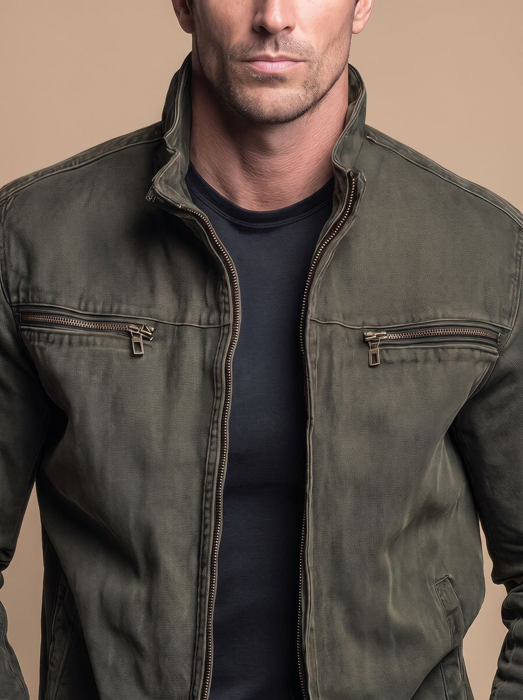 Men's Pure Cotton Zip-Front Field Jacket