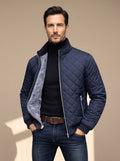Men's Brushed Fleece Lined Diamond Quilt Zip Jacket - Navy Blue