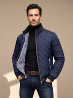 Men's Brushed Fleece Lined Diamond Quilt Zip Jacket - Navy Blue